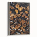 Stacked Firewood Art Print, Rustic Home Decor Wall Art