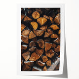 Stacked Firewood Art Print, Rustic Home Decor Wall Art