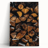 Stacked Firewood Art Print, Rustic Home Decor Wall Art