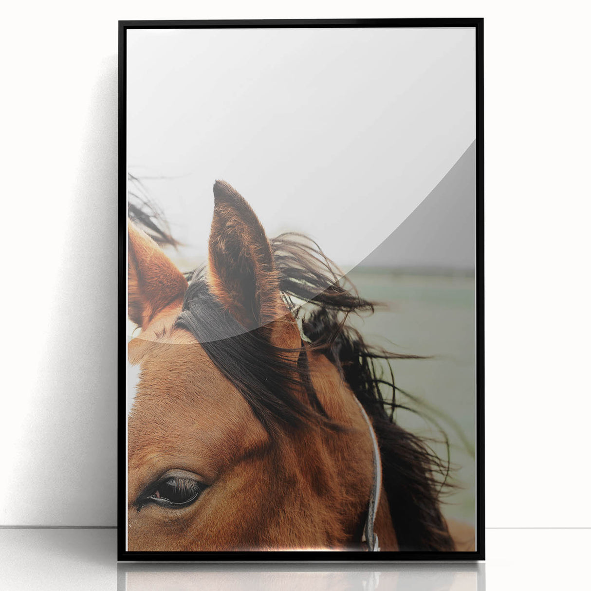 Rustic Horse Close-Up Wall Art – Farmhouse Decor with Natural Elegance