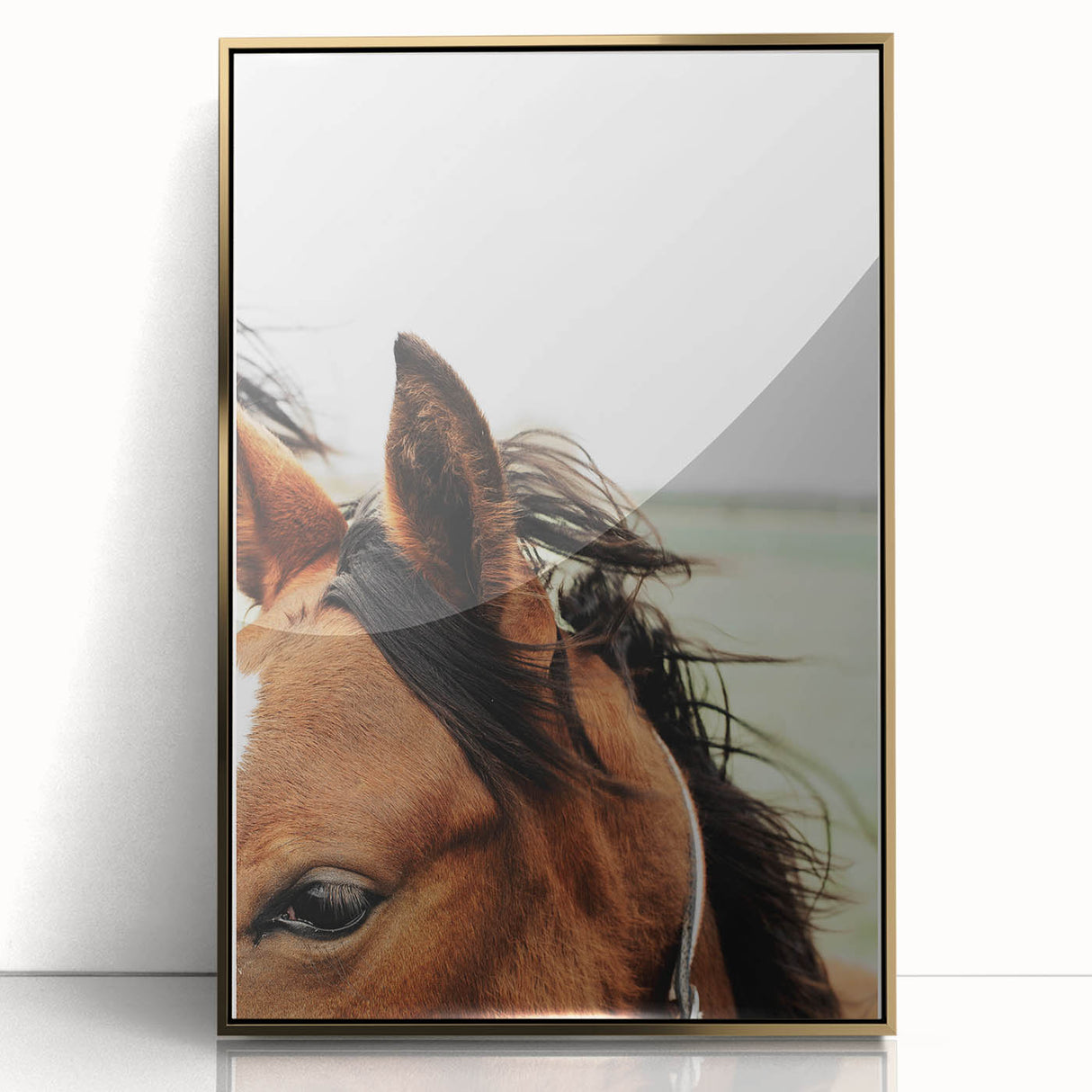 Rustic Horse Close-Up Wall Art – Farmhouse Decor with Natural Elegance