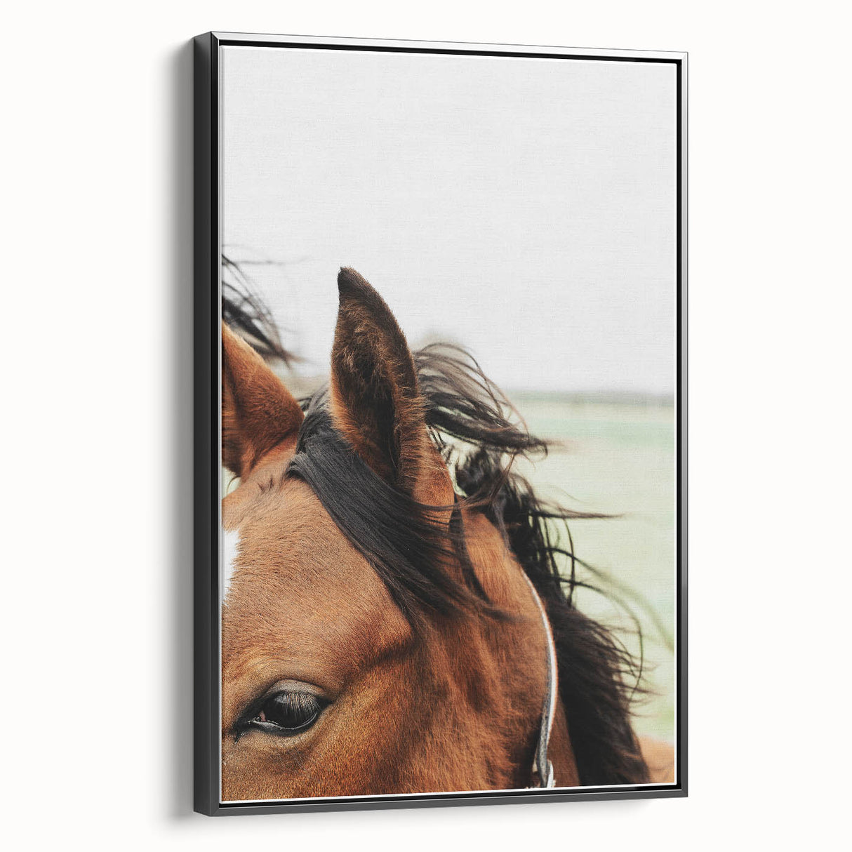 Rustic Horse Close-Up Wall Art – Farmhouse Decor with Natural Elegance