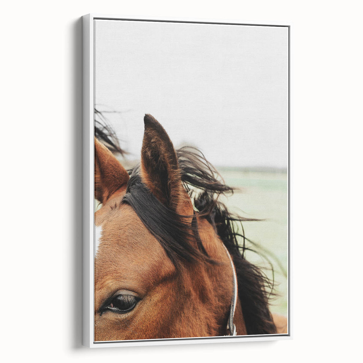 Rustic Horse Close-Up Wall Art – Farmhouse Decor with Natural Elegance
