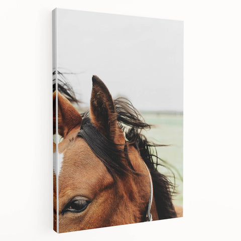 Rustic Horse Close-Up Wall Art – Farmhouse Decor with Natural Elegance