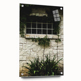 Rustic Stone Wall with Greenery Wall Art – Farmhouse Decor with Natural Charm