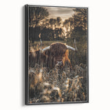 Sunset Highland Cattle Art, Rustic Country Wall Decor