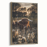 Sunset Highland Cattle Art, Rustic Country Wall Decor