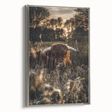 Sunset Highland Cattle Art, Rustic Country Wall Decor