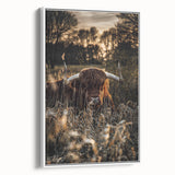 Sunset Highland Cattle Art, Rustic Country Wall Decor