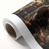 Sunset Highland Cattle Art, Rustic Country Wall Decor