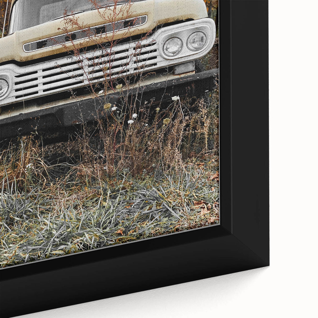 Rustic Wall Art: Vintage Abandoned Truck in Autumn Scene
