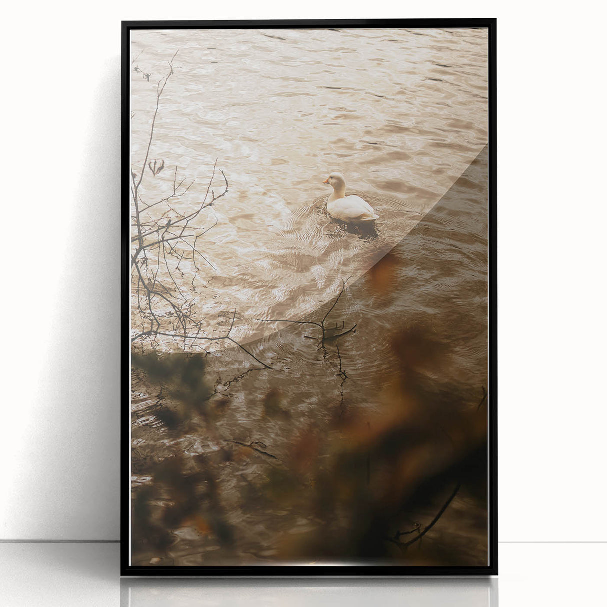 Rustic Wall Art of Duck on Water - Farmhouse Vintage Nature Scene