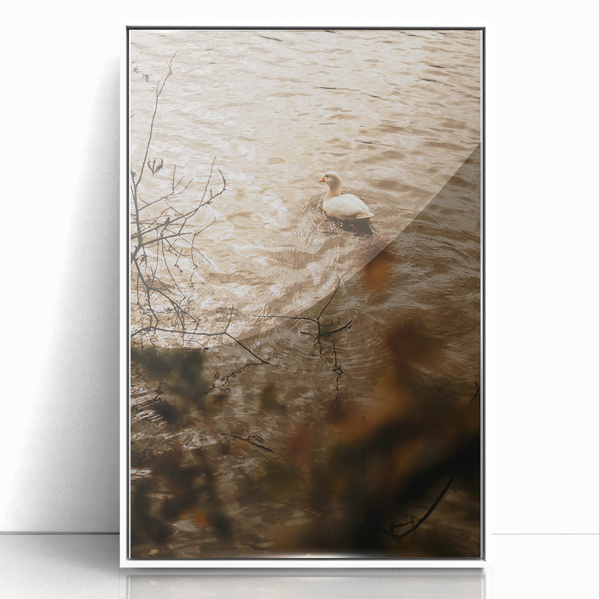 Rustic Wall Art of Duck on Water - Farmhouse Vintage Nature Scene