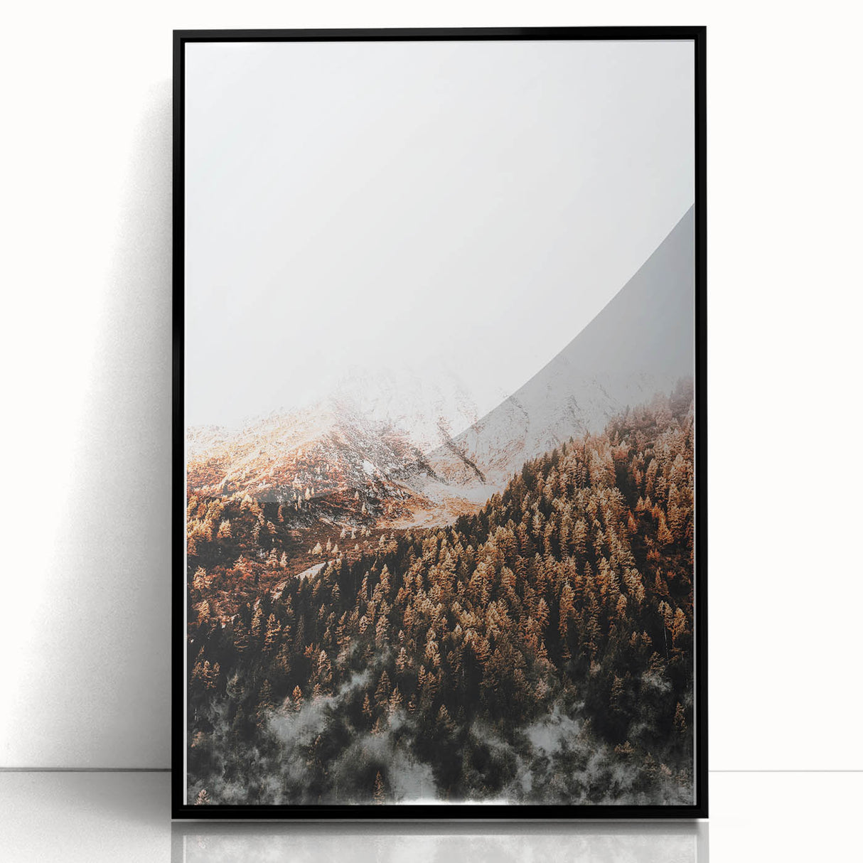 Misty Mountain Sunrise, Rustic Autumn Wall Art Print