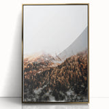 Misty Mountain Sunrise, Rustic Autumn Wall Art Print