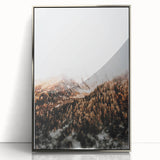 Misty Mountain Sunrise, Rustic Autumn Wall Art Print