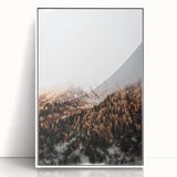 Misty Mountain Sunrise, Rustic Autumn Wall Art Print