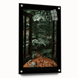 Rustic Window Forest View Wall Art - Vintage Farmhouse Nature Print