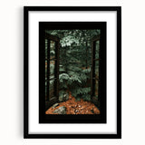 Rustic Window Forest View Wall Art - Vintage Farmhouse Nature Print