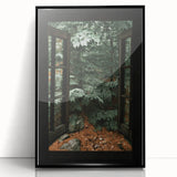 Rustic Window Forest View Wall Art - Vintage Farmhouse Nature Print