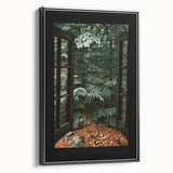 Rustic Window Forest View Wall Art - Vintage Farmhouse Nature Print
