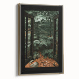 Rustic Window Forest View Wall Art - Vintage Farmhouse Nature Print