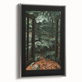 Rustic Window Forest View Wall Art - Vintage Farmhouse Nature Print