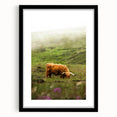 Rustic Wall Art - Highland Cow in Misty Pasture, Farmhouse Decor Print