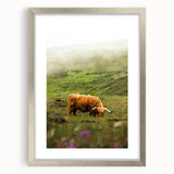 Rustic Wall Art - Highland Cow in Misty Pasture, Farmhouse Decor Print