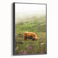 Rustic Wall Art - Highland Cow in Misty Pasture, Farmhouse Decor Print