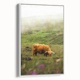 Rustic Wall Art - Highland Cow in Misty Pasture, Farmhouse Decor Print