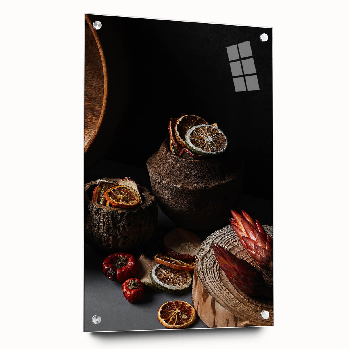 Rustic Wall Art - Dried Citrus & Wood Still Life, Farmhouse Decor Print