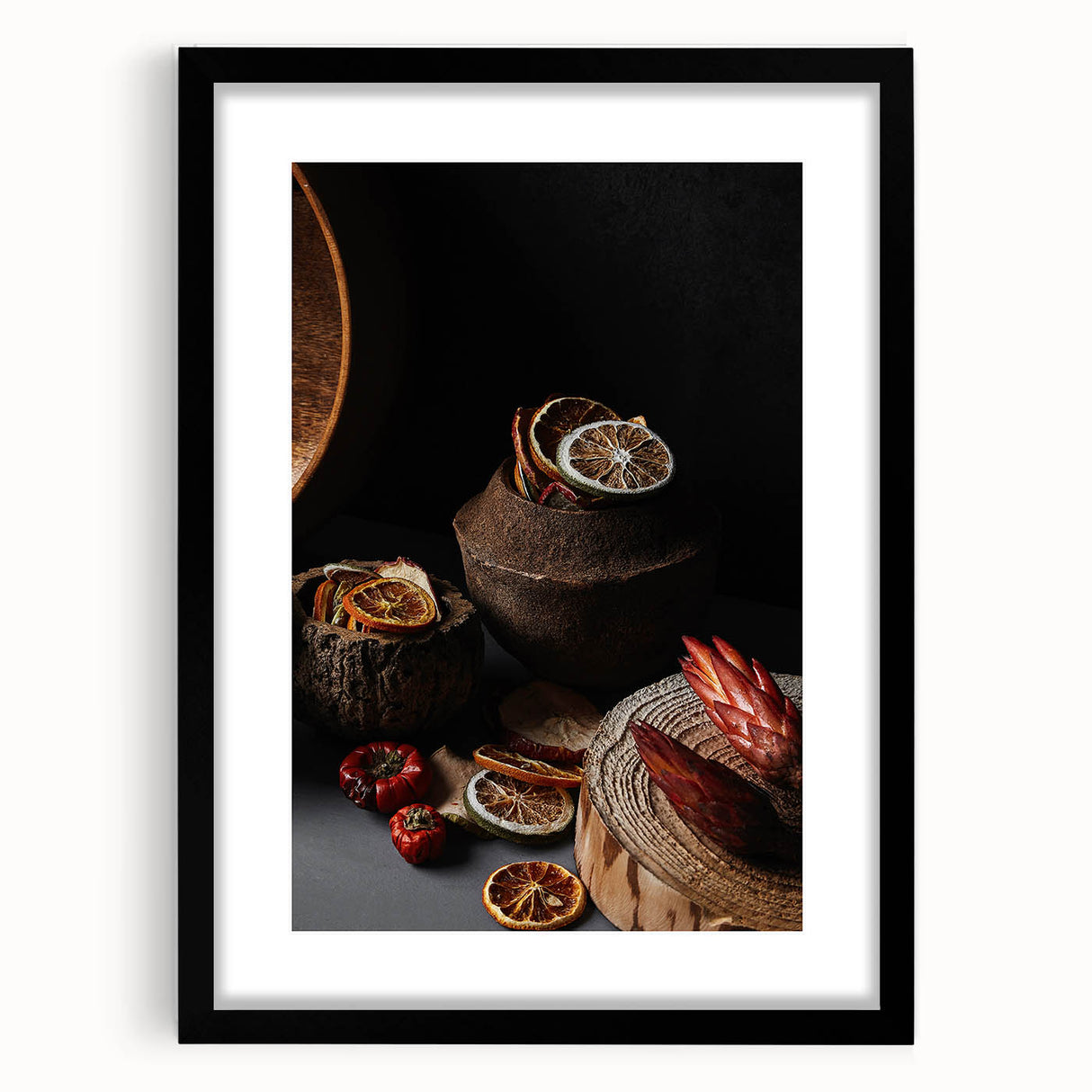 Rustic Wall Art - Dried Citrus & Wood Still Life, Farmhouse Decor Print