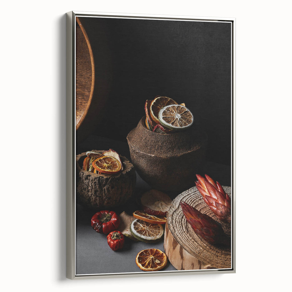 Rustic Wall Art - Dried Citrus & Wood Still Life, Farmhouse Decor Print