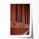 Rustic Wall Art - Horseshoe on Wooden Barn Wall, Farmhouse Decor Print