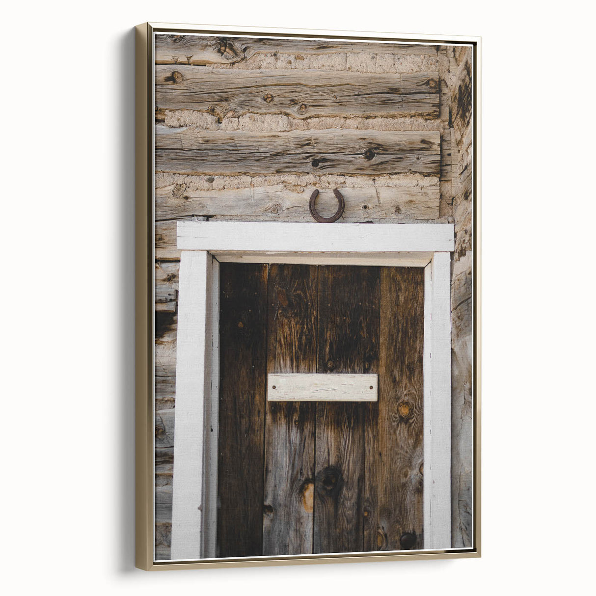 Rustic Wall Art - Horseshoe Above Wooden Door, Farmhouse Decor Print