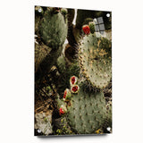 Rustic Wall Art - Prickly Pear Cactus with Red Fruit, Farmhouse Decor
