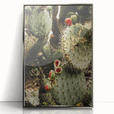 Rustic Wall Art - Prickly Pear Cactus with Red Fruit, Farmhouse Decor