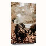 Rustic Wall Art - Black Pig in Autumn Forest, Farmhouse Decor Print