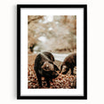Rustic Wall Art - Black Pig in Autumn Forest, Farmhouse Decor Print