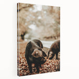 Rustic Wall Art - Black Pig in Autumn Forest, Farmhouse Decor Print