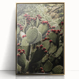 Rustic Wall Art - Prickly Pear Cactus with Red Fruit, Farmhouse Decor Print