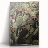 Rustic Wall Art - Prickly Pear Cactus with Red Fruit, Farmhouse Decor Print