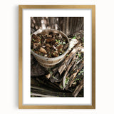 Rustic Wall Art - Pinecones in Wooden Basket, Farmhouse Decor Print