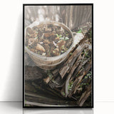 Rustic Wall Art - Pinecones in Wooden Basket, Farmhouse Decor Print