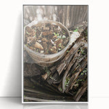 Rustic Wall Art - Pinecones in Wooden Basket, Farmhouse Decor Print