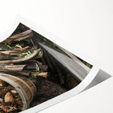 Rustic Wall Art - Pinecones in Wooden Basket, Farmhouse Decor Print