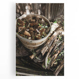 Rustic Wall Art - Pinecones in Wooden Basket, Farmhouse Decor Print