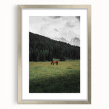 Rustic Wall Art - Horse Grazing in Mountain Valley, Farmhouse Decor Print