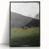 Rustic Wall Art - Horse Grazing in Mountain Valley, Farmhouse Decor Print